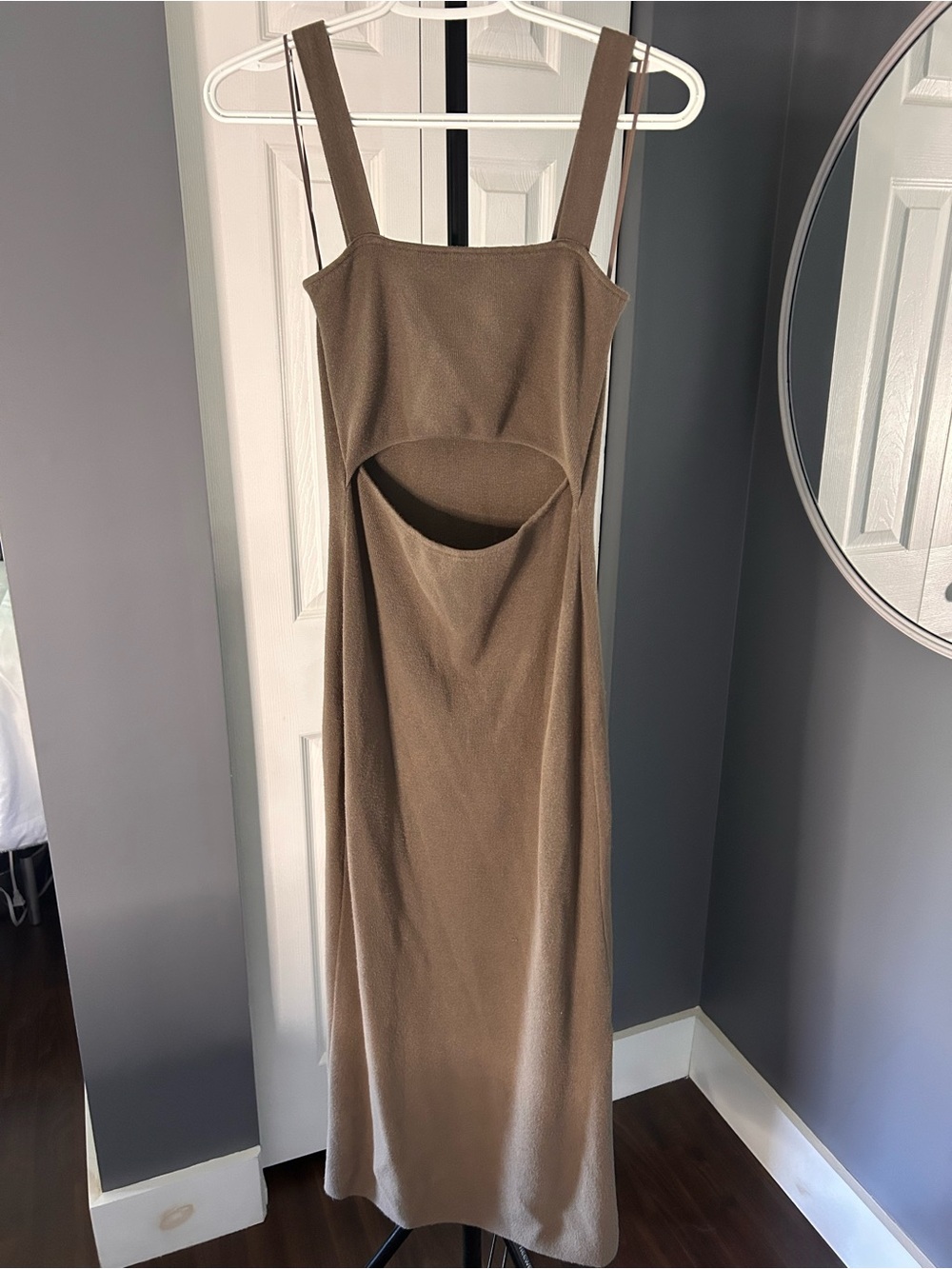 Dynamite Brown/Olive Cutout Midi Dress